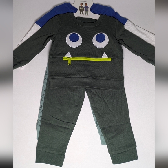 Koala Boys Kids 4-piece Set Sweater Top Pants Monster Jogger Tee Long 3T 18 M - Picture 9 of 16